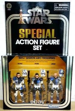 DHL ship HASBRO STAR WARS 3.75 501st LEGION ARC TROOPERS 3 PACK ACTION FIGURES