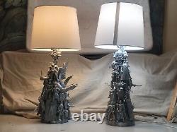 Pair of 2 Vintage Star Wars Themed Desk Lamps Star Wars Action Figures 25x6in
