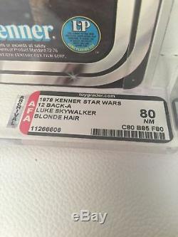 $RARE$ Debut First Vintage Kenner Star Wars AFA 80 Luke Skywalker 12 Back A Card