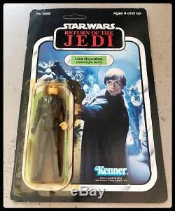 Rare! Rotj Molded Face Luke Skywalker Jedi Unpunched Moc Vintage Star Wars