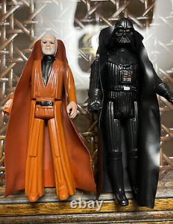 Star Wars 1977 Vintage Original Kenner Action Figures Darth Vader and Obi Wan
