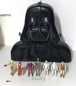 Star Wars Vtg Darth Vader Case & 7 Action Figures & Weapons