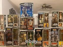 Star wars vintage 12 large size 13 complete set figures acryilic case nice