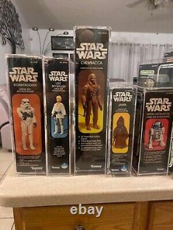 Star wars vintage 12 large size 13 complete set figures acryilic case nice