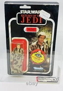 Star wars vintage rotj 1983 Han Solo trench coat camo lapel varient MOC AFA 85