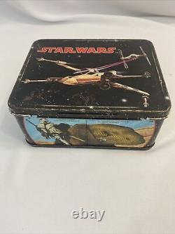 VINTAGE 1977 STAR WARS METAL LUNCHBOX W ESB THERMOS Lunch Box Pale