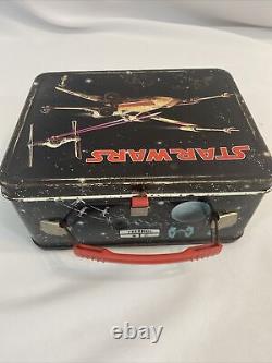 VINTAGE 1977 STAR WARS METAL LUNCHBOX W ESB THERMOS Lunch Box Pale