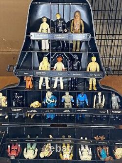 VINTAGE 32 Kenner Star Wars Action Figures & Darth Vader Carrying Case