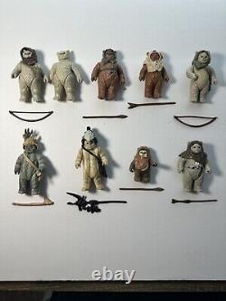 VINTAGE KENNER Star Wars Ewoks 80's Figures Lot Of 8 Complete Original Weapons