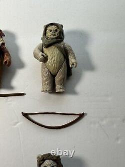 VINTAGE KENNER Star Wars Ewoks 80's Figures Lot Of 8 Complete Original Weapons