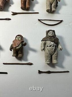 VINTAGE KENNER Star Wars Ewoks 80's Figures Lot Of 8 Complete Original Weapons