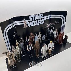 VINTAGE Star Wars Kenner 1978 Early Bird Figures with REPLICA Weapons + Display