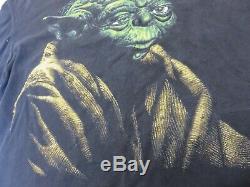 VTG 1995 Star Wars YODA Changes Black SS Big Graphic T-Shirt Size XL Made in USA
