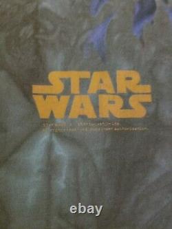 VTG 90s Star Wars Liquid Blue Chewbacca T Shirt Tie Dye All Over Print Movie XL