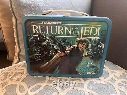 Vintage 1983 Star Wars Return of the Jedi Metal Tin Lunch Box withThermos Used