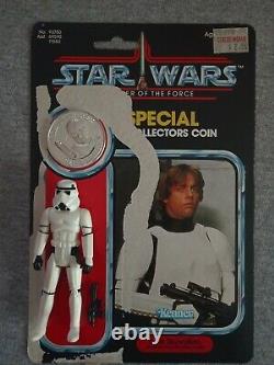 Vintage 1984 Star Wars Last 17 Luke Skywalker Stormtrooper coin & card POTF
