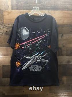 Vintage 1997 Star Wars AOP Deathstar Vibrate Colors T-Shirt