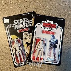 Vintage Recarded Star Wars Stormtrooper 12 Back And Snow Trooper 41 Back