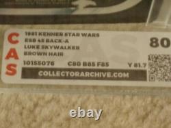 Vintage Star Wars 1981 Kenner CAS/AFA 80 LUKE SKYWALKER FARMBOY ESB back MOC