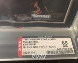 Vintage Star Wars 1984 Kenner The Emperor Mailer Box WithCatalog Graded AFA 85 NM+