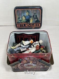 Vintage Star Wars Action Figures Original Kenner LOT OF 16 1984 + Vtg Lunch Box
