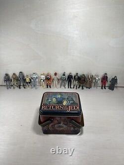 Vintage Star Wars Action Figures Original Kenner LOT OF 16 1984 + Vtg Lunch Box