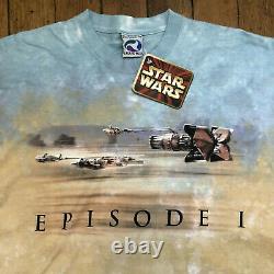 Vintage Star Wars Episode 1 Liquid Blue Tie-Dye T-Shirt Men's Size XL NWT