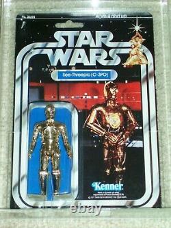 Vintage Star Wars KENNER 1978 AFA 75/80/85 C-3PO ANH 20 BACK-B MOC CLEAR BUBBLE