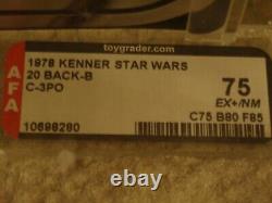 Vintage Star Wars KENNER 1978 AFA 75/80/85 C-3PO ANH 20 BACK-B MOC CLEAR BUBBLE