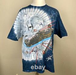 Vintage Star Wars Liquid Blue T-shirt 1997 Millennium Falcon Blue Tie Dye XL