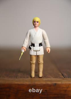 Vintage Star Wars Luke Skywalker Farmboy Blonde Hair 1977 Figure Lettered saber