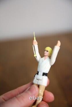 Vintage Star Wars Luke Skywalker Farmboy Blonde Hair 1977 Figure Lettered saber