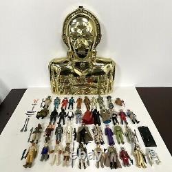 Wow! 40 Vintage 70-80's Star Wars Action Figures Lot with Weapons & C3PO Case