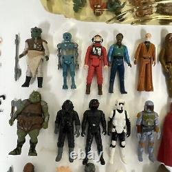 Wow! 40 Vintage 70-80's Star Wars Action Figures Lot with Weapons & C3PO Case